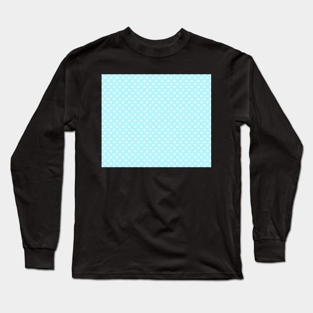 Powder Blue and White Polka Dot Pattern Long Sleeve T-Shirt by CraftyCatz